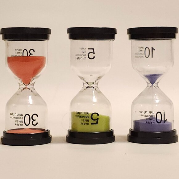 Sand Timer 6 Colors Hourglass 5/10/30 Minutes Sandglass Timer Sand Clock 3 Pack - Picture 3 of 6